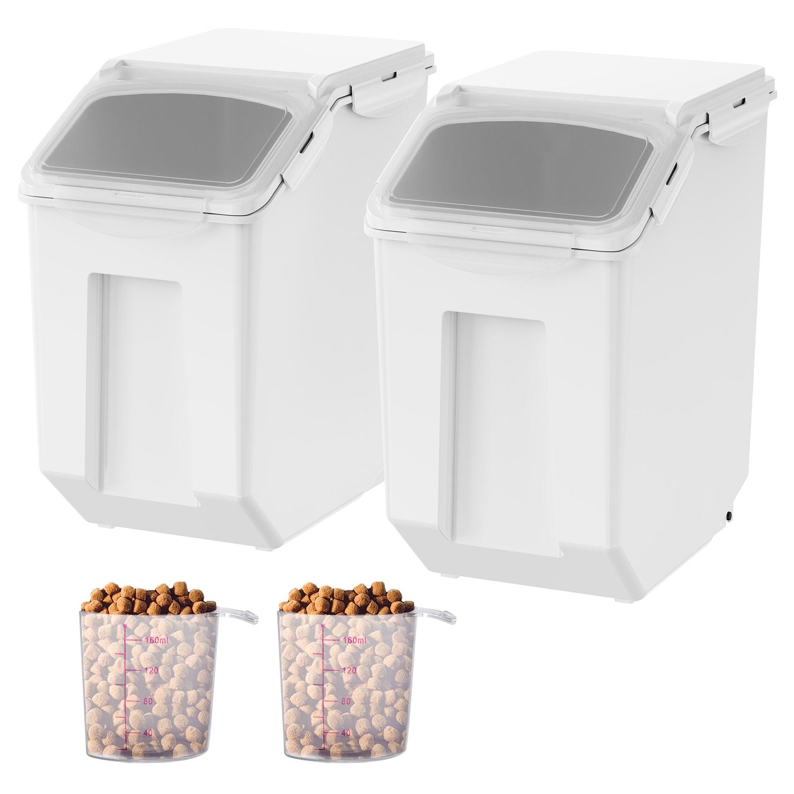 Airtight Kitchen Ingredient Storage Bin With Measuring Cups Set_voghion.com